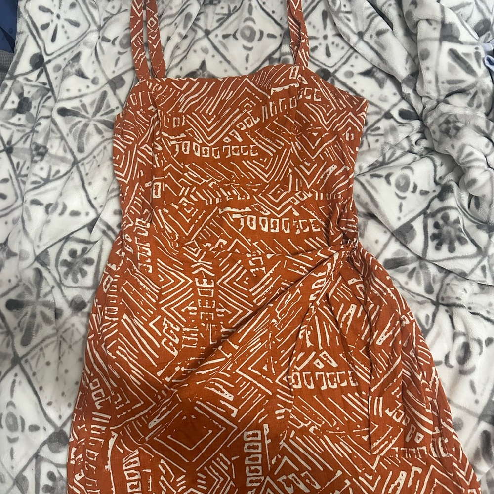 Stylish Orange Patterned Dress